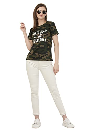 LEOTUDE Regular Fit Half Sleeve Camouflage Women's Tshirt - Image 3