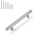 Gobrico 5 Pack 3-3/4 Inch (96mm) Hole Center Cabinet Pulls, Brushed Nickel Cabinet Handles, Stainless Steel Kitchen Cabinet Handles, Silver Satin Nickel Kitchen Drawer Pulls, 6'' Overall Length