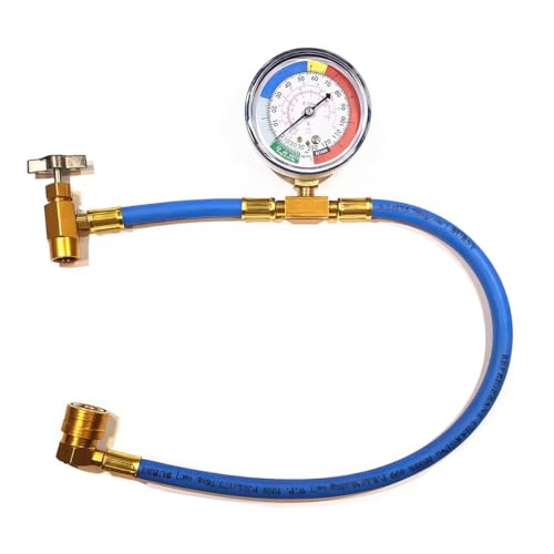 ZIMISI R134A Car AC Refrigerant Charge Hose Kit, Auto Air Conditioning Recharge Hose Kit with 1/2 Inch Can Tap, Gauge & Quick Coupler, Universal Auto Accessories for Car/Home AC Refrigerant