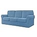 7 Pezzi Elastico Copridivano, Con Tre Separato Cuscino E Schienale Copertura Per Mobili Reticolo Tessuto Per 3 Posto Divano-Cielo blu-3posto a sedere