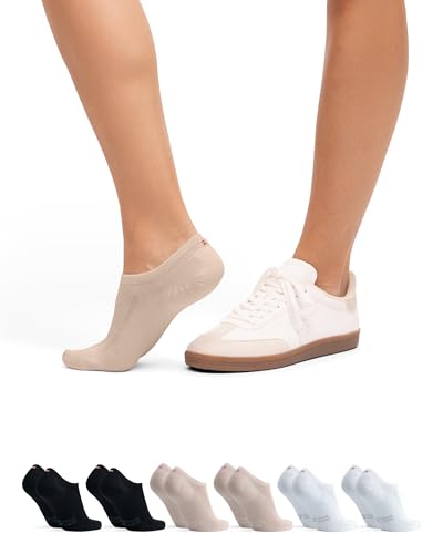 DANISH ENDURANCE 6 Paar Bio-Baumwolle Füßlinge Unsichtbare Sommer Sneaker-Socken Damen & Herren Mehrfarbig (2x Beige 2x Schwarz 2x Weiß) 43-47