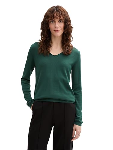 TOM TAILOR Damen 1012976 Strickpullover Mit V-Ausschnitt, 30024 - Explorer Green, XL EU