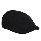 The Original Boston Scally Cap - The Kenmore Mens Flat Hat - Six Panel Newsboy Cap for Men - Black - XS