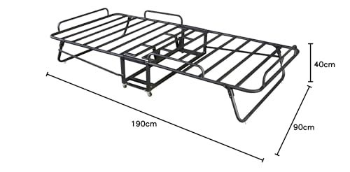 Image of Sahni Foldable Furniture Premium Rollaway Folding Bed with 4 Inch Mattress, Single Guest Bed with Lockable Wheels, Heavy Duty Metal Frame, Portable Foldable Bed for Sleeping
