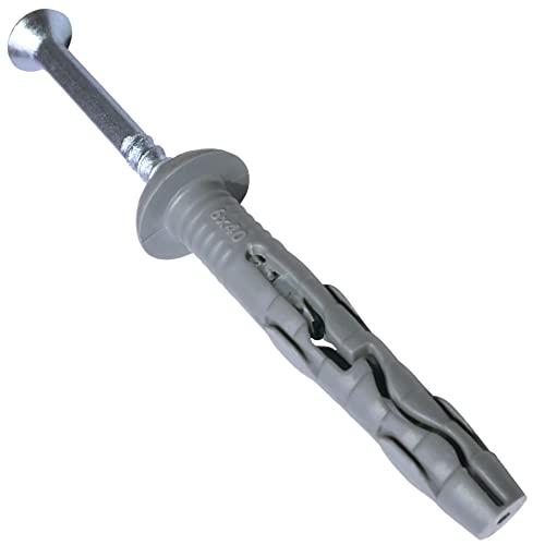 AERZETIX - C57467 – Set of 50 Nails Ø6 x 40 mm with Flange + 50 Screws Ø4 x 50 mm with Milled Head – for Fixing Concrete/Brick/Cement Block