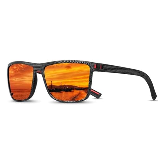 Óculos de sol masculinos polarizados – Óculos de sol com proteção UV para homens, óculos de sol esportivos retangulares leves para dirigir, pescar, Laranja