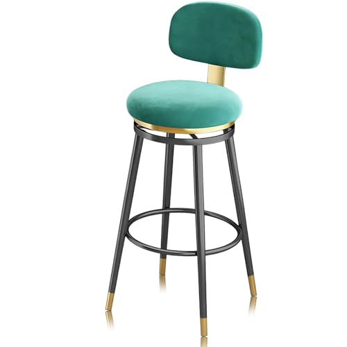 Taburetes de bar con altura de mostrador Juego de 1/2/3/4, taburetes giratorios sin brazos, silla de bar de cocina for mostrador del hogar, isla de comedor, cafetería(Green 75cm,1 PCS Black Frame)