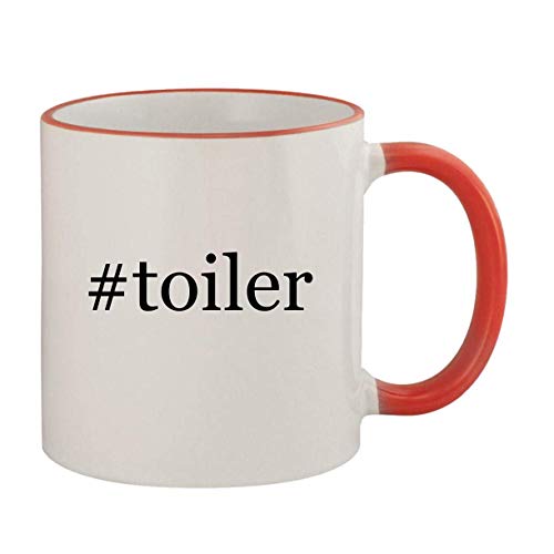 #toiler - 11oz Ceramic Colored Rim & Handle Coffee Mug, Red