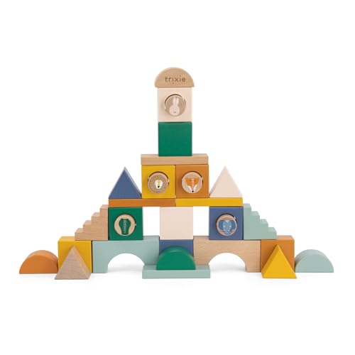Trixie Wooden Block City - 31 Piece Set - Eco-Friendly and Educational Stacking Toy for Toddlers - Promotes Creativity and Motor Skills - Image 2