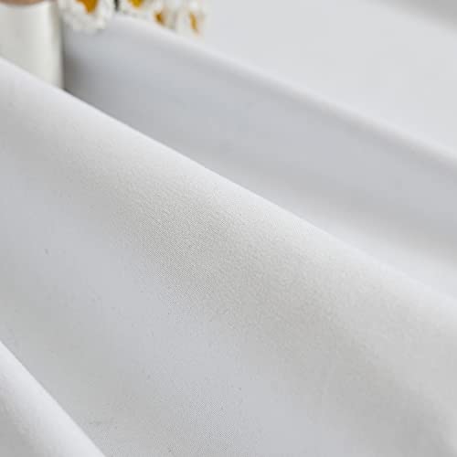 Image of Treatmentex White Blackout Curtains for Living Room Bedroom 84inch Long Pom Pom Curtain Panels for Windows Thermal Insulated Curtains for Kids Nursery Room Rod Pocket 52 inch W x 2pcs