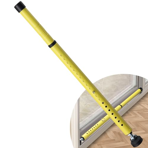 Image of Sliding Door Security Bar, 17.7-50.5inch Heavy Duty Adjustable Sliding Patio Door Lock Bar with Rubber Tips,Diameter 1inch Window Security Bar for Home Apartment Travel Children Women (Yellow)
