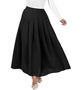 ANRABESS Women A-Line Pleated High Waist Maxi Skirt Full Ankle Length Flowy Swing Elegant Dressy ...