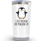 KLUBI Penguin Gifts for Women - 20oz Penguin Tumbler Themed Christmas Gifts With Penguins Gift Ideas Penguin Figurines Teacher Gifts Gag Gifts for Her