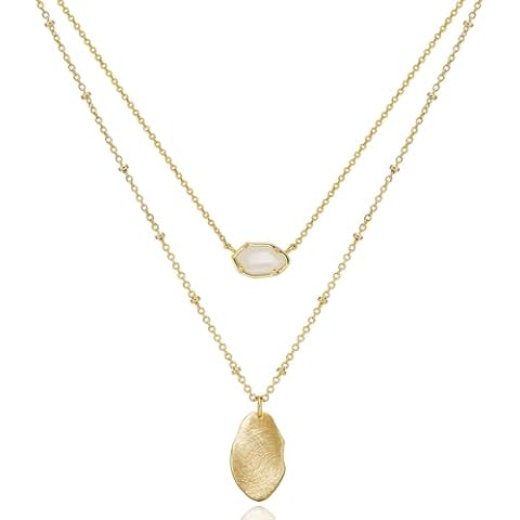 OZEL JEWELRY & GIFT Crystal Colorful Delecate Cutting Layerd Necklace Birthday Gifts_1M1234-2_clear (1M1234-2_white opal) Cover