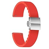 Ullchro 時計 ベルト 時計ベルト ラバ 14mm 16mm 18mm 20mm 22mm 24mm ダブルロック バックル 長さ 調節 時計 バンド 時計バンド 替えベルト 替えバンド ベルト 交換 (22mm, Red)