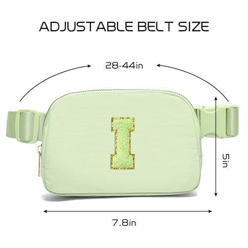 Image of Gitus Gifts for 8 9 10 11 12 Year Old Girls Belt Bag Fanny Pack Crossbody Bags with Initial Letter Patch Cute Stuff Birthday Gifts for Teen Girls Women Personalized Trend Stuff (Light Green-I)