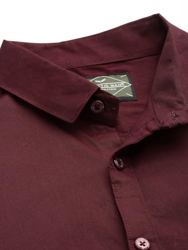 Image of Majestic Man Men's Cotton Slim Fit Solid Casual Shirt