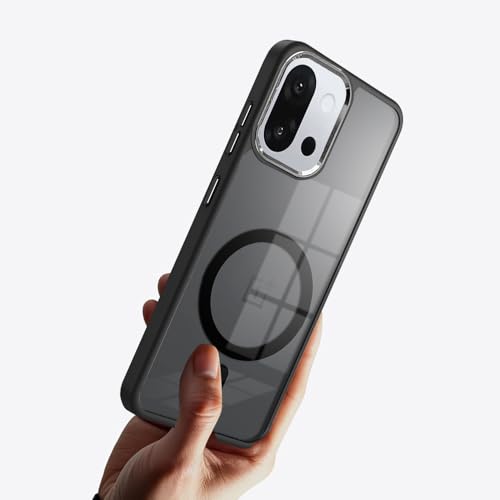 Image of KARWAN Translucent Hybrid Back Case Cover Compatible with Oneplus 13T,Oneplus 13S Shockproof Case with Camera Protection, N52 Magnet Cover Case with Magnetic MagEaze Wireless Charging Cover (Black)