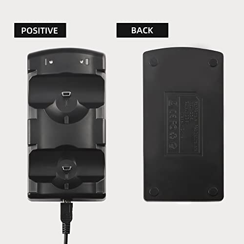 Image of PS3 Controller Charger Station, Charging Dock for Sony PlayStation 3 Original Wireless Dual Controller and Move Controller with LED Light Indicator and Charging Cable