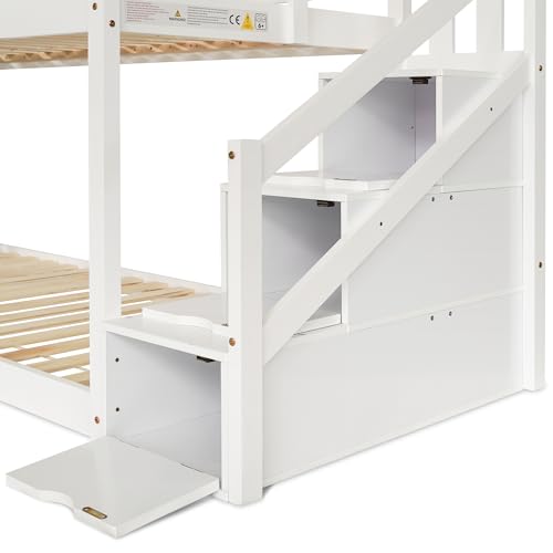 LTGB Bunk Bed for Kids, Bunk Bed with Storage, Children Cabin Bed Single Bed with Window for Kids, Twin Sleeper 190x90 cm, Solid Pine Wood, 3FT -White LTGB Bunk Bed for Kids, Bunk Bed with Storage, Children Cabin Bed Single Bed with Window for Kids, Twin Sleeper 190x90 cm, Solid Pine Wood, 3FT -White
