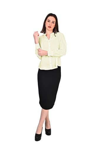 Image of Women's Regular Fit Solid Pleated Cotton Blend Shirts