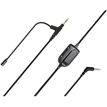 Headphone Audio Cable with Mic Boom, Inline Mute & Volume Control Converts Premium Headphones into a Gaming Headset, Great for VoIP