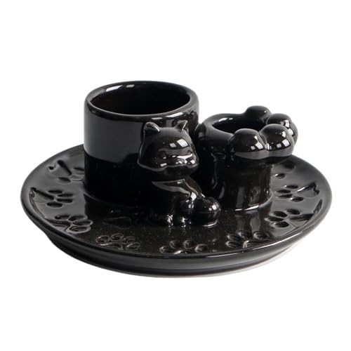 Guaber Supporto per Candele in Ceramica Adorabile Gattino Che Progetta Candelabello Multifunzionale per La Decorazione della Domestica
