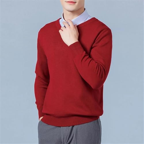 Winter Men's Cashmere Blend Sweater Soft Warm Knitted Sweater V-Neck Plus Size Sweater2