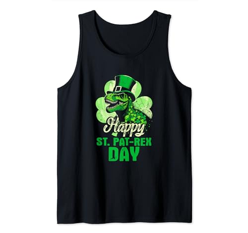 Feliz Día de San Patricio - Divertido T-Rex de la suerte Día de San Patricio Camiseta sin Mangas