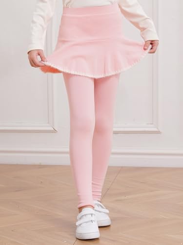 Girls Soft Leggings Ruffle Tutu Skirt Pants Toddlers Kids Warm Footless Uniform Culottes School Pantskirt3
