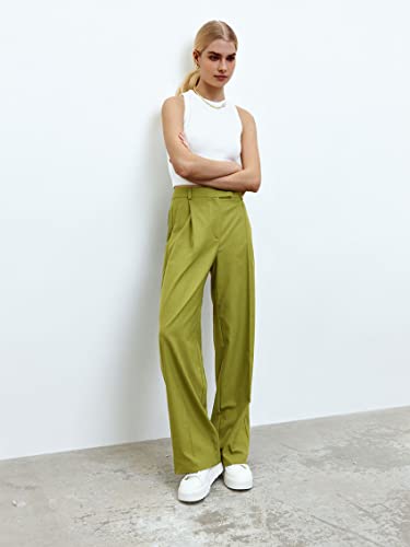 Women High Waist Casual Wide Leg Long Palazzo Pants Loose Fly Cropped Office rousers2
