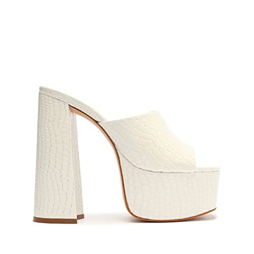 SCHUTZ Darah Crocodile-Embossed Platform Heeled Sandal #TOP26