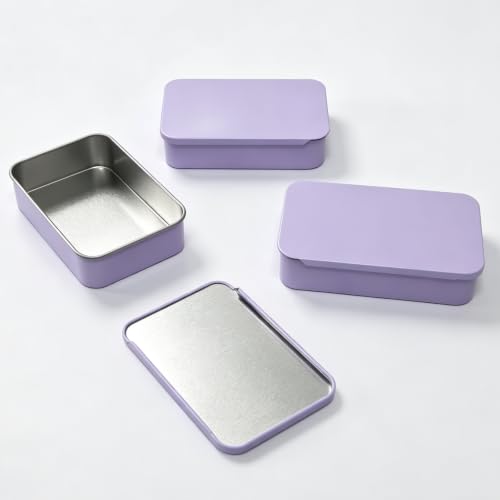 Image of Goodma 24-Pack Slide Top Rectangular Metal Tin Containers, Purple