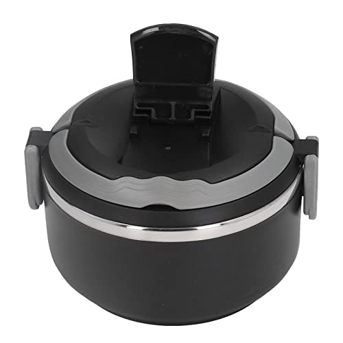NOENNULL Fiambrera de acero inoxidable de estilo japonés con cerradura para la oficina escolar, material de silicona PP (negro [304-liner])