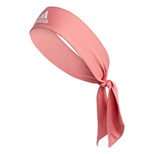 Image of adidas Alphaskin Tie Headband, Hazy Rose /White, One Size