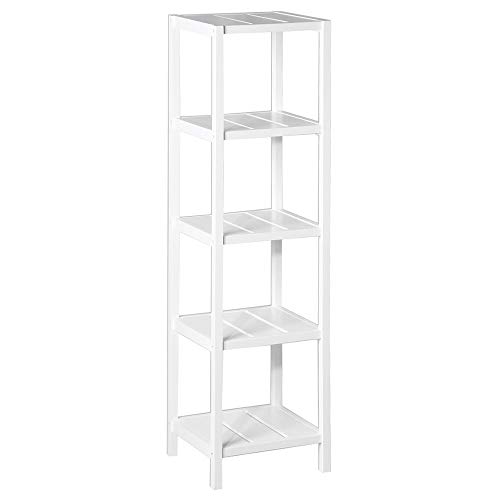 Estantería con 5 baldas de Madera Blanca de 37x33x140 cm - LOLAhome
