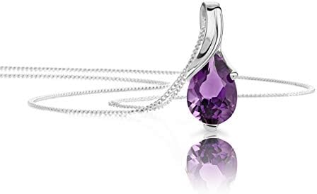 Orovi Gold necklace for women - Blue Sapphire/Ruby/Emerald/Topaz/Amethyst/Aquamarine Pendant with 45cm Gold Chain - Solid 9k/375 White/Yellow Gold - September birthstone - Hypoallergenic