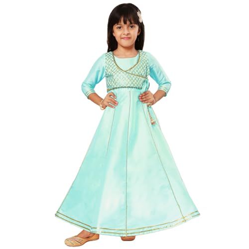 Image of A.T.U.N. (ALL THINGS UBER NICE) Girls Woven Design Gota Jacket Maxi Anarkali Gown
