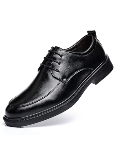 Mens Classic Formal Oxford Lace-up Leather Shoe for Men Business Round Toe Dress Shoes Black