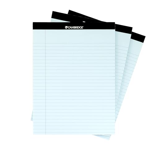 Cambridge Writing Pads, 8.5 X 11 Inches, Letter Size, Wide Ruled, Perforated Sheets, Bue Paper Note Pads, 3-Pack (59806) image 6