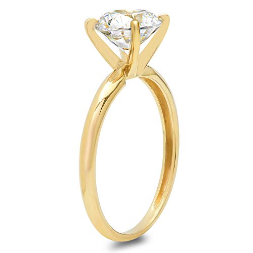 Clara Pucci 1.4 Ct Round Cut Cz 4-Prong Solitaire Engagement Wedding Ring 14K Yellow Gold, Size 9 #TOP1