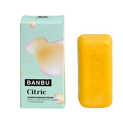 BANBU Acondicionador de cabello sólido Citric Cabello Fino Fortalecedor Extra Volumen 50 gr. Aroma cítrico Vegano Fabricado en España