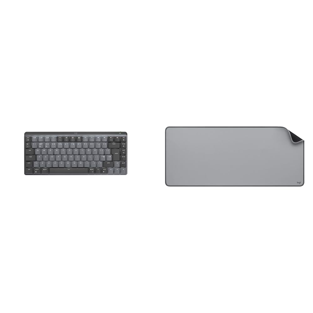 LogitechMX Mechanical Mini Wireless Illuminated Keyboard, Tactile Quiet Switches, Backlit & Desk Mat - Studio Series, Multifunctional Large Desk Pad, Extended Mouse Mat