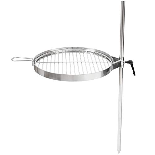 BBQ-Toro Edelstahl Grillrost Ø 36 cm und Erdspieß | für Edelstahl Feuertonne Ø 46 cm | Moderne Feuerstelle mit Kamineffekt, Grillstelle, Vorrichtung zum Grillen (Nur Grillrost mit Erdspieß)