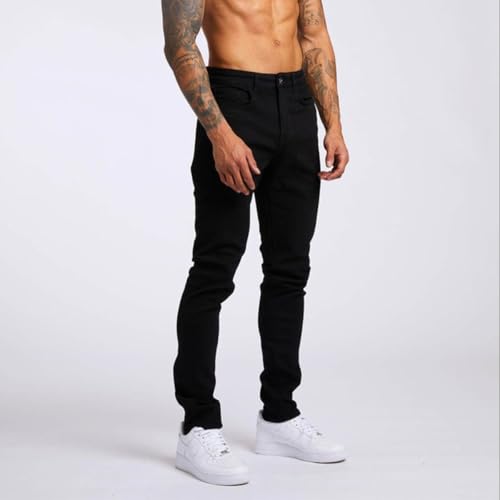 Men Skinny Jeans Mid Waist Stretchy Slim Fit Jeans Classic Light Wash Straight Leg Denim Pants2