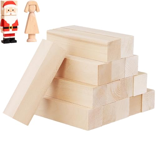 HONYUET 15 Pcs 10 x 2.5 x 2.5 cm Basswood Carving Blocks 4 x 1 x 1 Inch Wood Whittling Blocks for DIY Crafts