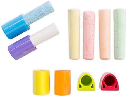HearthSong Chalkscapes Chalk-Heads – for Outdoor Sidewalk Chalk – Includes 6Piece of Colored Chalk & 6 Chalk Holders – Each Measures 2 L X 1.5 Diam