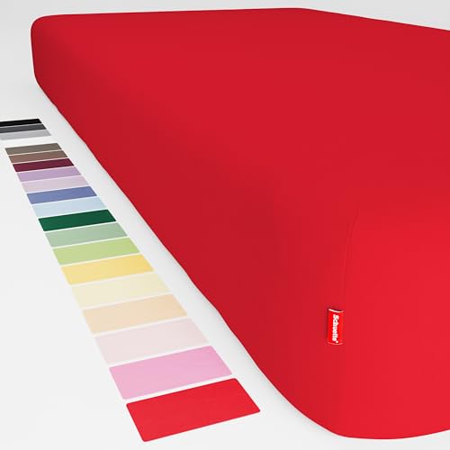Schuette® Spannbettlaken • 200x220 cm • Wow! Kollektion: Redy or not? (Rot) • 100% Superfluff Baumwolle, Blickdicht, Faltenfrei • mit Rundumgummi • Matratzenhöhe bis 40 cm