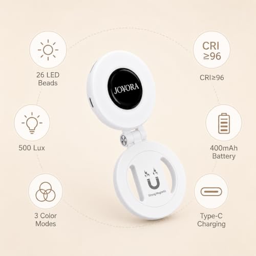 Image of Magnetic Selfie Light for Phone with 180 Rotation - Mag Safe Compatible with Adhesive Metal Ring for Android, 3 Color Modes for Reels, Video Calls, Live Streaming & Content Creation (White)