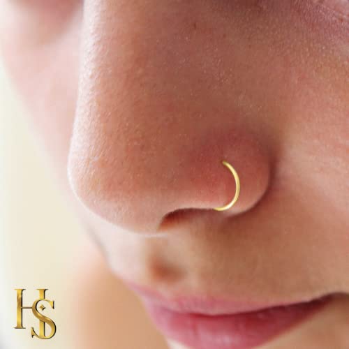 Image of HighSpark 92.5 Sterling Silver Nose Ring for Women | Simple & Elegant Nose Piercing for Women & Girls | Lovely Gift